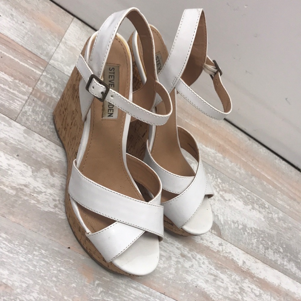 White Steve Madden wedges